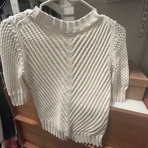 White sweater knit top